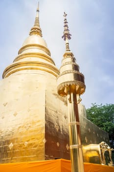 Wat Pra Singh beautiful temple in Chiang Mai, Thailand, stock photo
