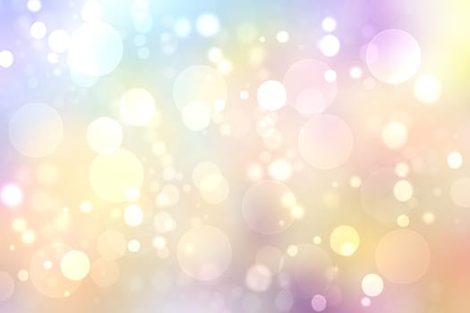 Abstract blurred fresh vivid spring summer light delicate pastel yellow pink white yellow bokeh background texture with bright circular soft color lights. Beautiful backdrop illustration.