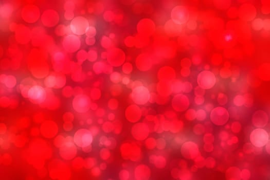 Abstract festive blurred red background texture with bokeh circles and lights for Valentine or wedding day. Card concept. Space for design.