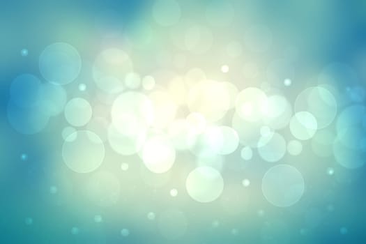 Abstract blurred fresh vivid spring summer light delicate pastel blue white bokeh background texture with bright circular soft color lights. Card concept. Beautiful backdrop illustration.