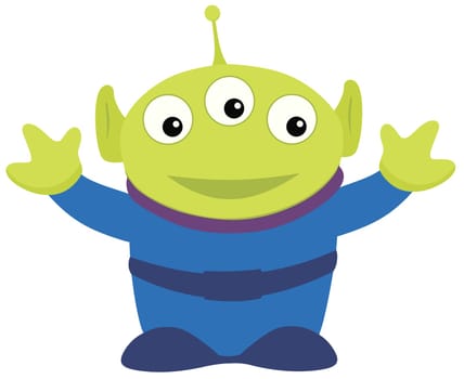monster three eyes alien creature green illustration