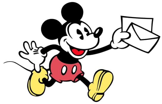 mickey mouse character happpy illustration cartoon mail letter post