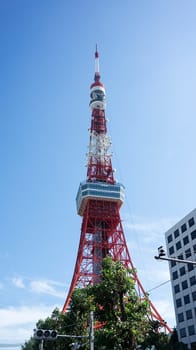 Tokyo tower Japan blue sky steel architecture day antenna