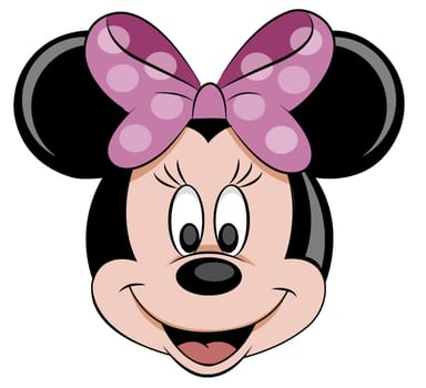 minnie mouse head purple ribbon cartoon illustration