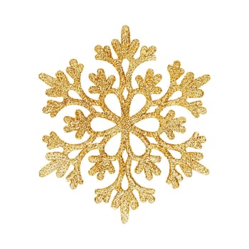 Decorative golden glitter christmas snowflake isolated