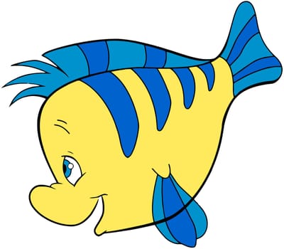 flounder fish illustration cartoom The Little Mermaid underwater