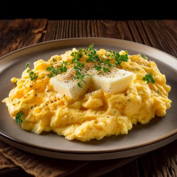 Oeuf Brouille features soft and fluffy scrambled eggs enhanced with butter and fresh herbs served warm for breakfast or brunch.