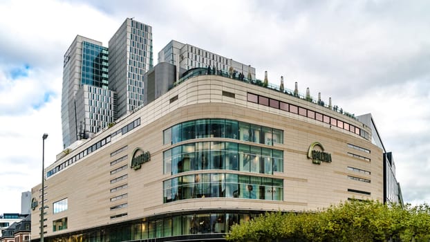 FRANKFURT AM MAIN, GERMANY - OCTOBER 05, 2019: Galeria Kaufhof at Zeil. GALERIA Kaufhof GmbH - largest retail store Metro AG(Metro Group). Zeil Street - Frankfurt's main shopping district.