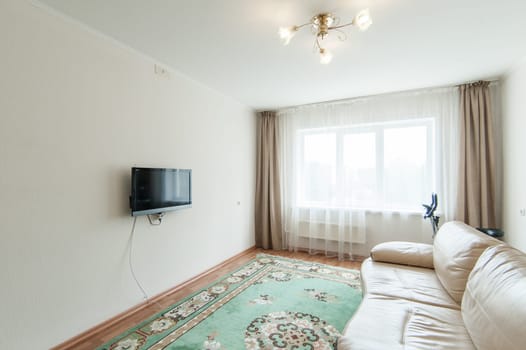 Russia, Moscow- June 05, 2019: interior room apartment. standard repair decoration in hostel
