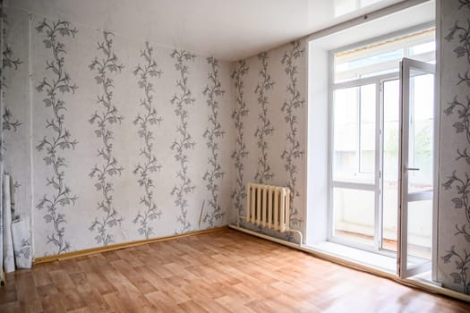 Russia, Moscow- June 06, 2019: interior room apartment. standard repair decoration in hostel. old not modern decor