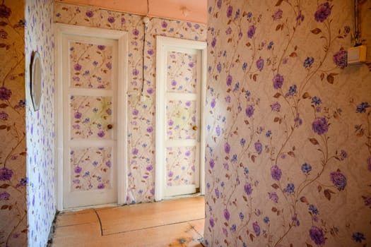 Russia, Moscow- June 06, 2019: interior room apartment. standard repair decoration in hostel. old not modern decor
