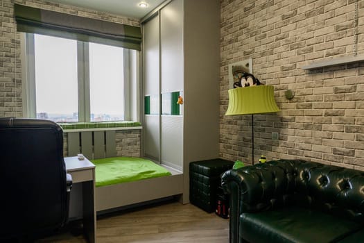 Russia, Moscow- June 10, 2019: interior room apartment. standard repair decoration in hostel