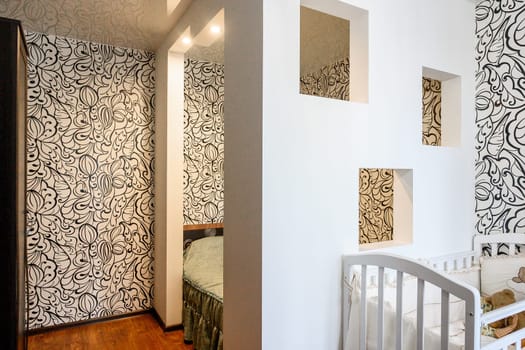 Russia, Moscow- June 10, 2019: interior room apartment. standard repair decoration in hostel