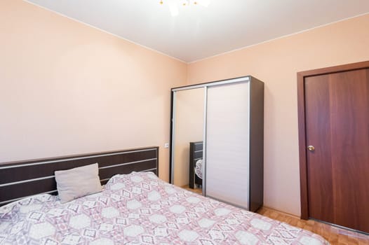 Russia, Moscow- June 10, 2019: interior room apartment. standard repair decoration in hostel