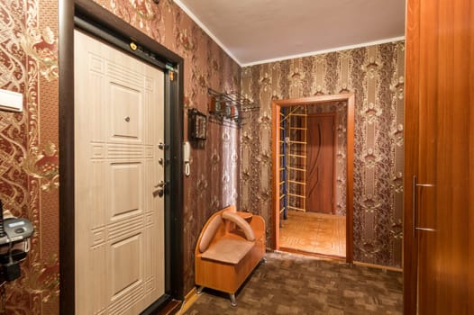 Russia, Moscow- June 10, 2019: interior room apartment. standard repair decoration in hostel