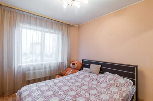 Russia, Moscow- June 10, 2019: interior room apartment. standard repair decoration in hostel