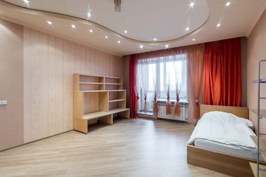 Russia, Moscow- June 10, 2019: interior room apartment. standard repair decoration in hostel
