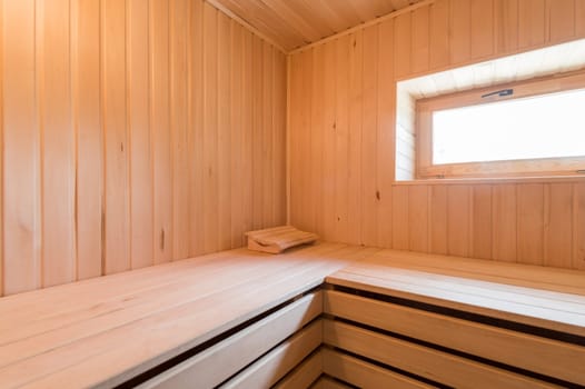 Russia, Moscow- June 11, 2019: interior room apartment. standard repair decoration in hostel. bathhouse, sauna