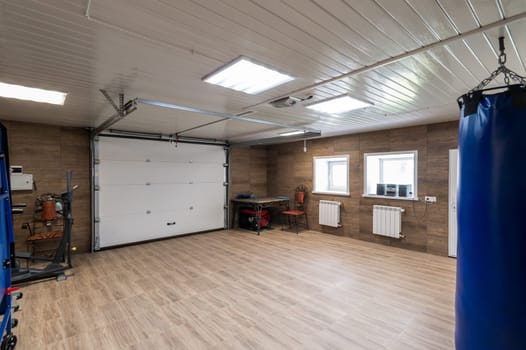 Russia, Moscow- June 11, 2019: interior room apartment. standard repair decoration in hostel. bright modern car garage