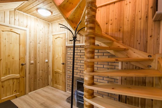 Russia, Moscow- June 11, 2019: interior room apartment. standard repair decoration in hostel. stairs, steps