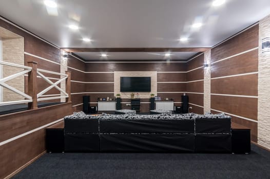 Russia, Moscow- June 11, 2019: interior room apartment. standard repair decoration in hostel