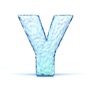 Ice crystal font letter Y 3D render illustration isolated on white background