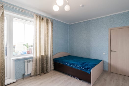 Russia, Moscow- June 11, 2019: interior room apartment. standard repair decoration in hostel