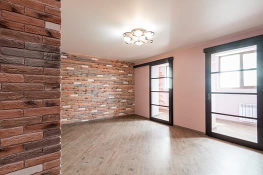Russia, Moscow- June 11, 2019: interior room apartment. standard repair decoration in hostel