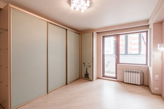 Russia, Moscow- June 11, 2019: interior room apartment. standard repair decoration in hostel