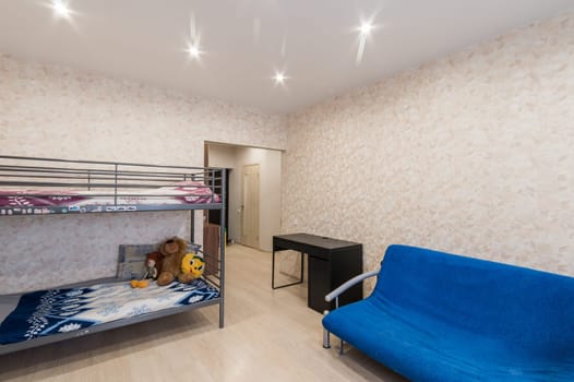 Russia, Moscow- June 11, 2019: interior room apartment. standard repair decoration in hostel