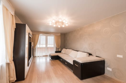 Russia, Moscow- June 11, 2019: interior room apartment. standard repair decoration in hostel