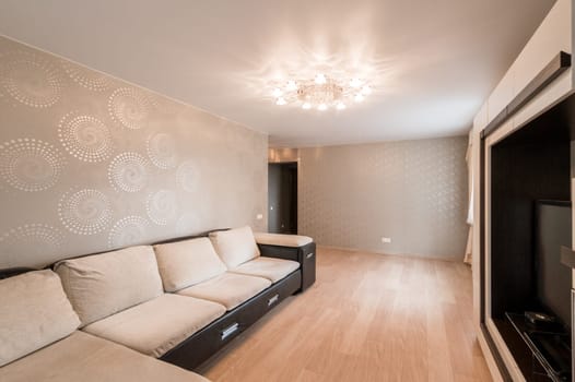 Russia, Moscow- June 11, 2019: interior room apartment. standard repair decoration in hostel