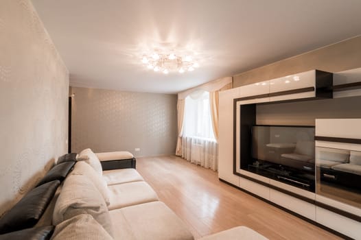 Russia, Moscow- June 11, 2019: interior room apartment. standard repair decoration in hostel