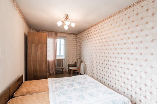 Russia, Moscow- June 11, 2019: interior room apartment. standard repair decoration in hostel