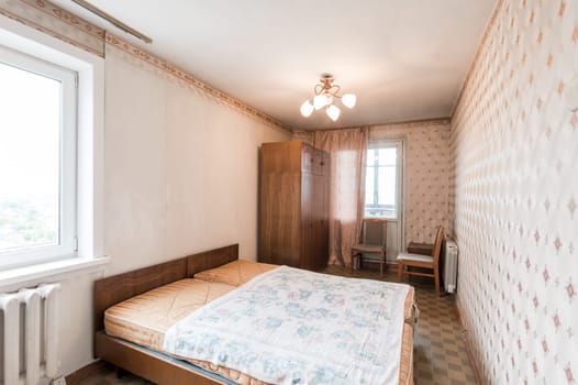Russia, Moscow- June 11, 2019: interior room apartment. standard repair decoration in hostel