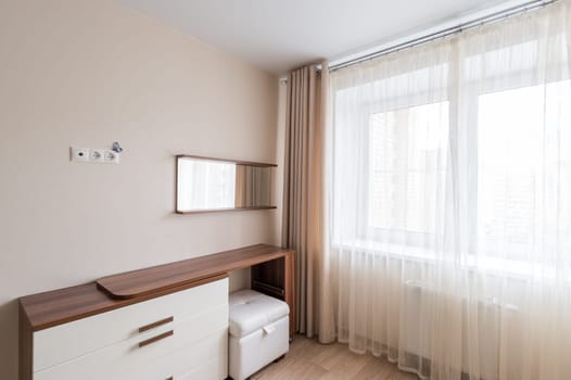Russia, Moscow- June 11, 2019: interior room apartment. standard repair decoration in hostel