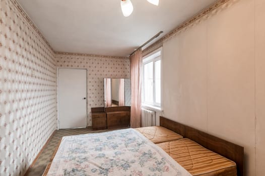 Russia, Moscow- June 11, 2019: interior room apartment. standard repair decoration in hostel