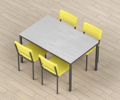 Dining table and chairs in the room
