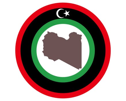 Landkarte von Libyen auf Hintergrund mit Fahne