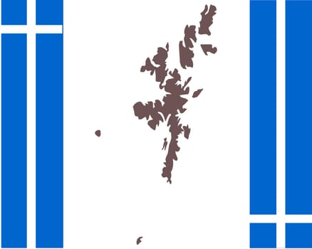 Landkarte der Shetland Inseln auf Hintergrund mit Fahne
