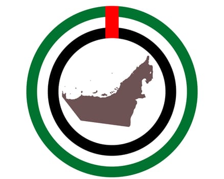 Landkarte der Vereinigten Arabischen Emirate auf Hintergrund mit Fahne