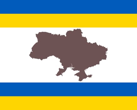 Landkarte der Ukraine auf Hintergrund mit Fahne