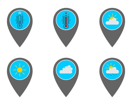 Pins mit Wettersymbolen