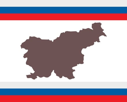 Landkarte von Slowenien auf Hintergrund mit Fahne