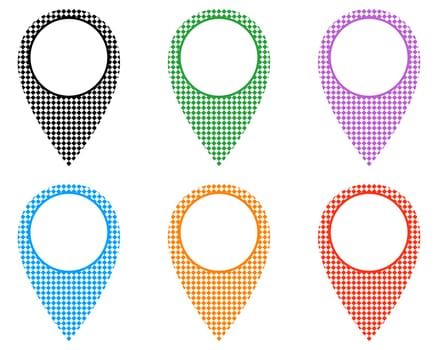 Pins aus unterschiedlichen Mustern