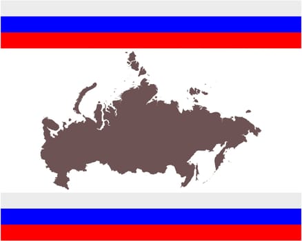 Landkarte von Russland auf Hintergrund mit Fahne