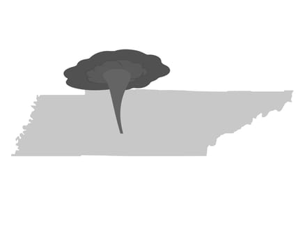 Karte von Tennessee und Tornadosymbol