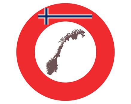 Landkarte von Norwegen auf Hintergrund mit Fahne