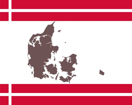 Landkarte von Dänemark auf Hintergrund mit Fahne