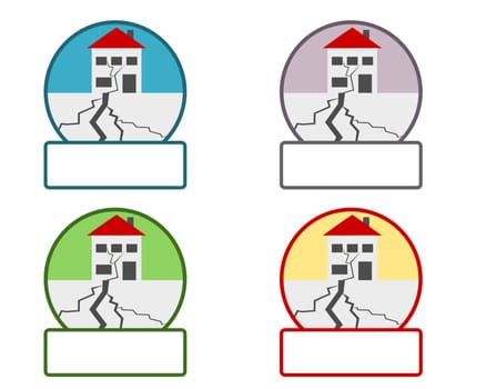 Emblem mit Erdbebensymbol und Textfreiraum